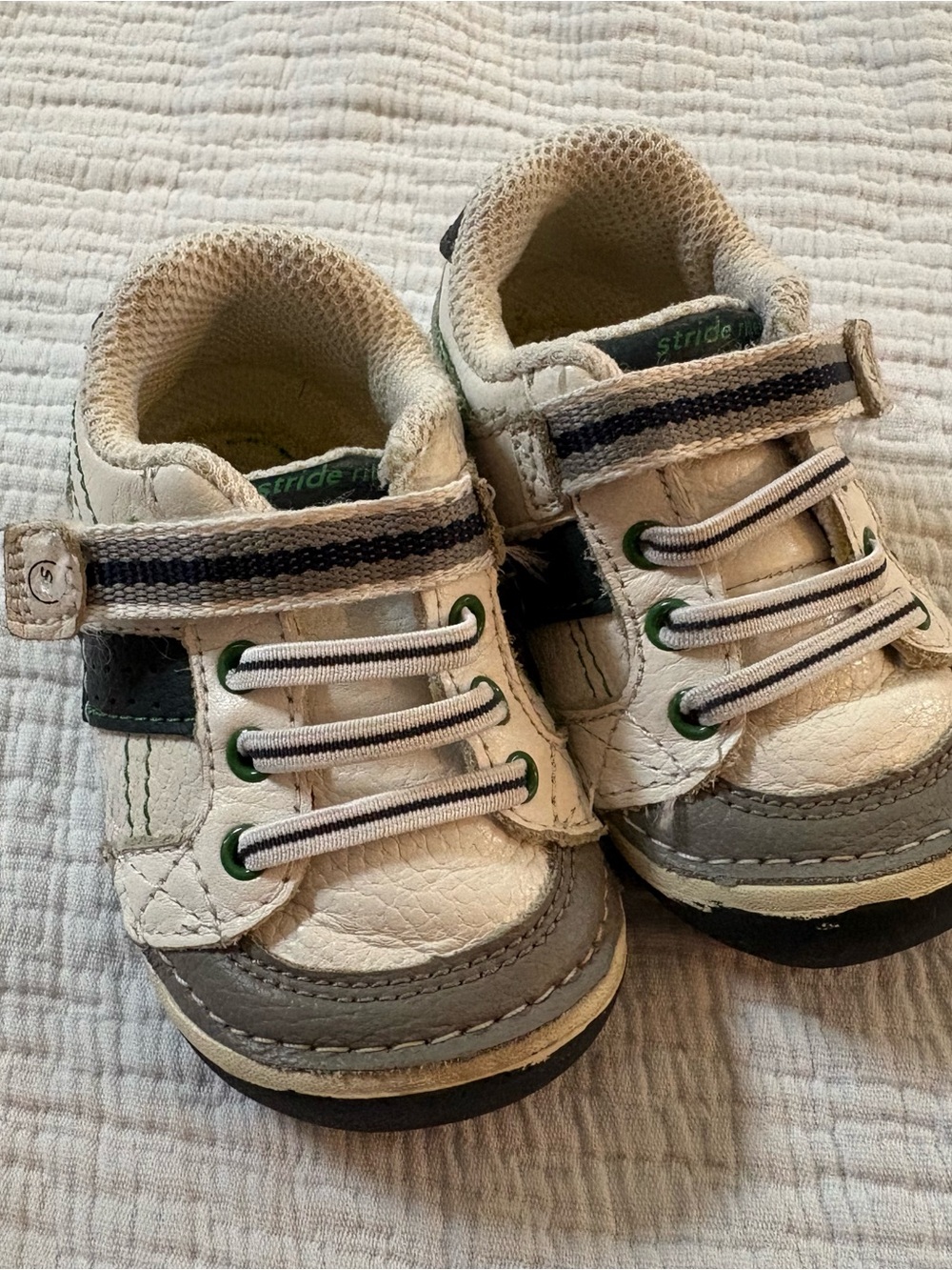 Stride Rite White, Gray and White Baby Walker Sneakers